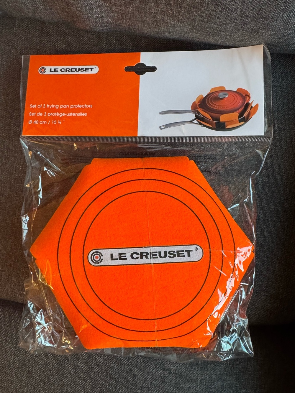 Le Creuset Bright Orange Felt Pan Protectors - Hex Set
